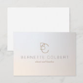 エレガント モダン ツーイニシャル モノグラム プロフェッショナル2 サンキューカード (正面/裏面)