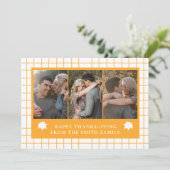 エレガント モダン ハッピー サンクスギビング オータム 3 フォト シーズンカード (スタンド正面)