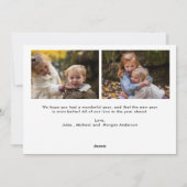 エレガント モダン ハッピー ニューイヤー 3 フォト スクリプト シーズンカード (裏面)