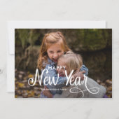 エレガント モダン ハッピー ニュー イヤー 3 枚の写真 スクリプト ホル シーズンカード (正面)