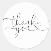 エレガント モダン ハート スクリプト サンクス ラウンドシール (正面)