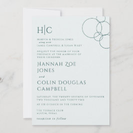エレガント モダン バブル ジオメトリック グレー & ダーク ティール 招待状