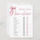 エレガント モダン ピンク リボン どこへ行った ゲーム 招待状 (正面)