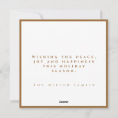 エレガント モダン ピース ゴールド スター シーズンカード (裏面)