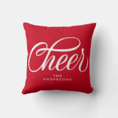 エレガント モダン フェスティブ レッド スクリプト チア クリスマス クッション (裏面)