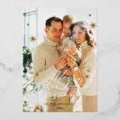 エレガント モダン フォト メリークリスマス 箔シーズンカード (正面)