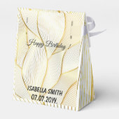 エレガント モダン フラワー ゴールド ホワイト ライン コレクション フェイバーボックス (裏面サイド)