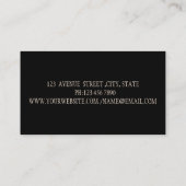 エレガント モダン ブラック, ゴールド グリッター ユニコーン 名刺 (裏面)