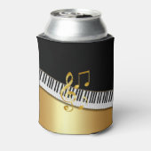 エレガント モダン ブラック ゴールド ミュージック ノーツ, ピアノ キー 缶クーラー (缶裏面)