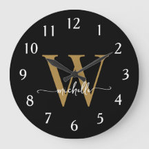 エレガント モダン ブラック ゴールド モノグラム 名前 スクリプト