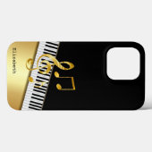 エレガント モダン ブラック ゴールド 音符 ピアノ鍵盤 Case-Mate iPhoneケース (裏面 (横))