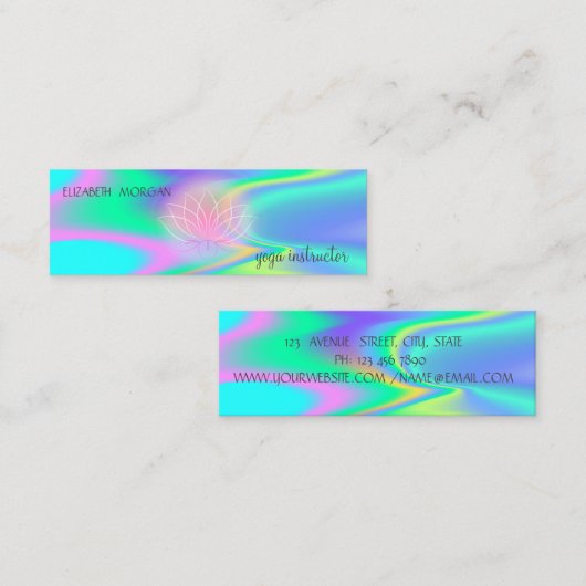 エレガント モダン プロフェッショナル ロータス ホログラフィック スキニー名刺 (正面/裏面)