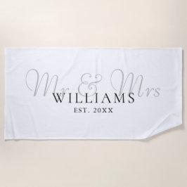 エレガント モダン ミスター&ミセス 確立 ビーチタオル