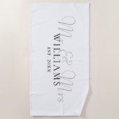 エレガント モダン ミスター＆ミセス 確立 ビーチタオル (正面)