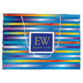 エレガント モダン ミニマル グラデーション ライン デザイン ラージペーパーバッグ (裏面)