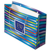 エレガント モダン ミニマル グラデーション ライン デザイン ラージペーパーバッグ (正面アングル)