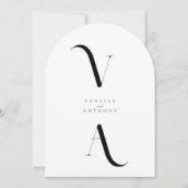 エレガント モダン ミニマル モノグラム アーチ ウェディング 招待状 (正面)