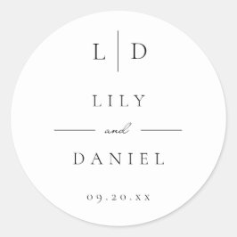 エレガント モダン ミニマル モノグラム ウェディング フェイバー ラウンドシール