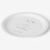 エレガント モダン ミニマル モノグラム ウェディング ペーパープレート (アングル)