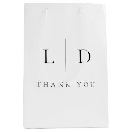 エレガント モダン ミニマル モノグラム ウェディング ミディアムペーパーバッグ