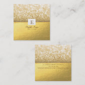 エレガント モダン モノグラム ゴールド グリッター ボケ スクエア名刺 (正面/裏面)