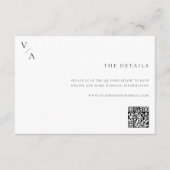 エレガント モダン モノグラム ブラック＆ホワイト ウェディング エンクロージャーカード (正面)