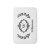 エレガント モダン モノグラム ワレアス ブラック ホワイト シック バスマット (正面縦)