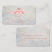 エレガント モダン ユニーク フラミンゴ オパール ホログラム 名刺 (正面/裏面)