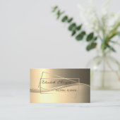 エレガント モダン ラグジュアリー ゴールド フレーム 名刺 (スタンド正面)