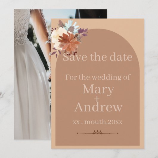 エレガント モダン ラスティック 招待状 (正面/裏面)