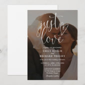 エレガント モダン ラブ スクリプト フォト ウェディング 招待状 (正面/裏面)