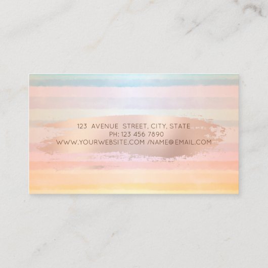 エレガント モダン, ローズゴールド ブラシ ストローク マカロン 名刺 (裏面)