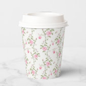 エレガント モダン ヴィンテージ フラワー ローズ 紙コップ (裏面)