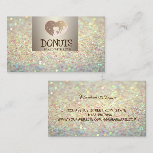 エレガント,モダン《写真》ぼけ味,ドーナツ,ベーカリー 名刺 (正面/裏面)