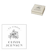 エレガント モダン 手描き 花 エクセリブリス オーダーメイド ラバースタンプ (押印)