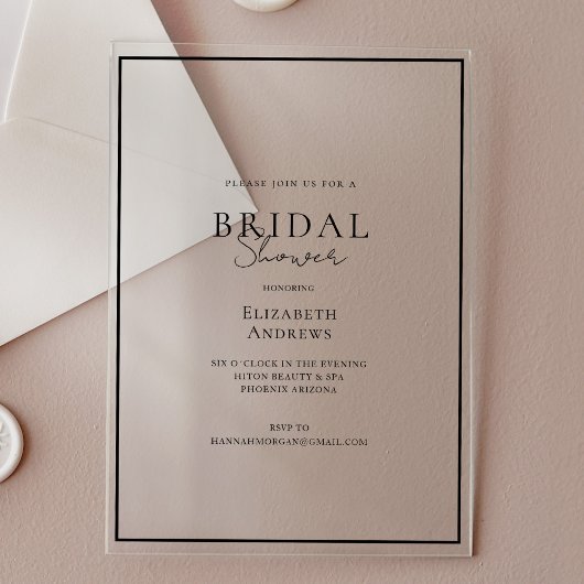 エレガント, モダン,手書き,ブライダルシャワー アクリル招待状