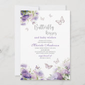 エレガント モダン  水彩蝶のキス 赤ちゃんS 招待状 (正面)