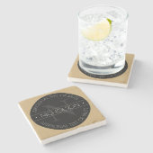 エレガント モダン 編集可能 モノグラム ブラック ホワイト ゴールド ストーンコースター (横)