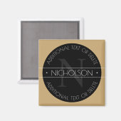 エレガント モダン 編集可能 モノグラム ブラック ホワイト ゴールド マグネット (正面/裏面)