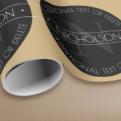 エレガント モダン 編集可能 モノグラム ブラック ホワイト ゴールド ラッピングペーパー