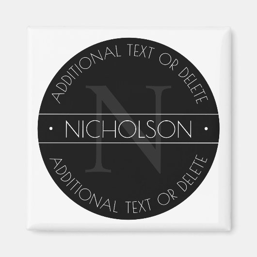 エレガント モダン 編集可能 モノグラム ブラック＆ホワイト マグネット (正面)