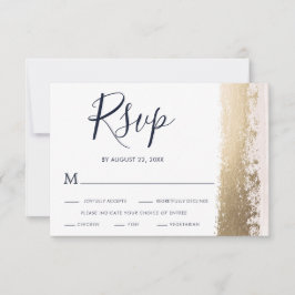 エレガント, モダン, Blue, Gold Foil Wedding RSVPカード