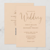 エレガント モダン QR コード ソフト ピンク ウェディング 招待状 (正面/裏面)