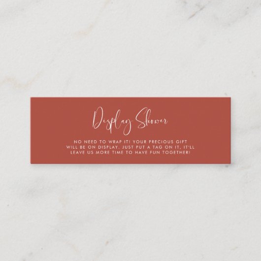 エレガント&モダン Terracottaディスプレイシャワーカード スキニー名刺 (正面)