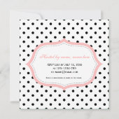 エレガント、モダンB&W水玉模様ブライダルシャワー 招待状 (裏面)