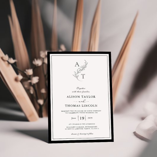 エレガント |モノグクラシックラムQRコード結婚s 招待状