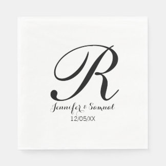 エレガント&モノグラコンテンポラリーム&デイトナプキン スタンダードランチョンナプキン