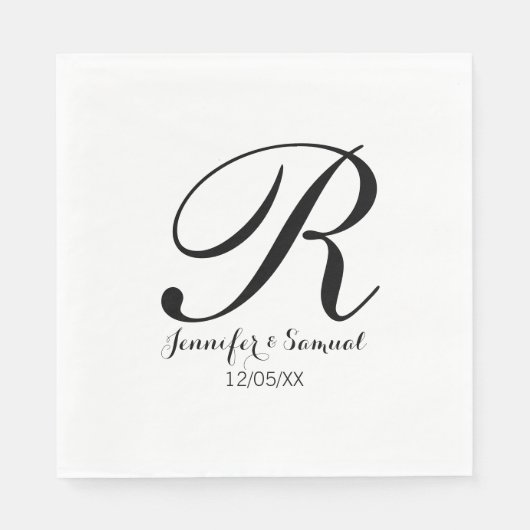 エレガント&モノグラコンテンポラリーム&デイトナプキン スタンダードランチョンナプキン (正面)