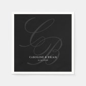 エレガント、モノグラム結婚、 スタンダードカクテルナプキン (正面)