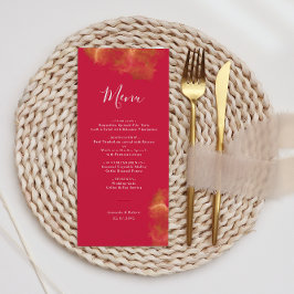 エレガント モノグラム ゴールド レッド ピンク マゼンタ ウェディング メニュー